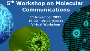Banner mit dem Text: 5th workshop on molecular communications,11 November 2021, 16:00-19:00 (CEST), Virtual Workshop